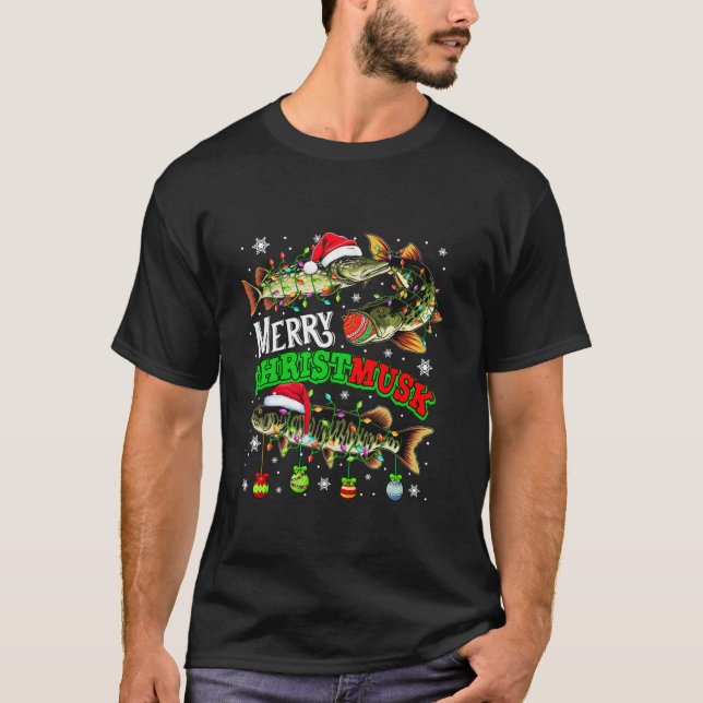 Camiseta Feliz Navidad Musky Three Santa Muskies Fisher F (Anverso)