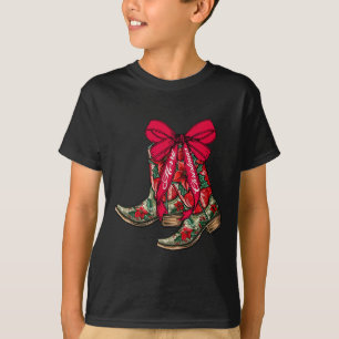 Camiseta Feliz Navidad Navidad Cowboy Boots Coquette Bow Pa