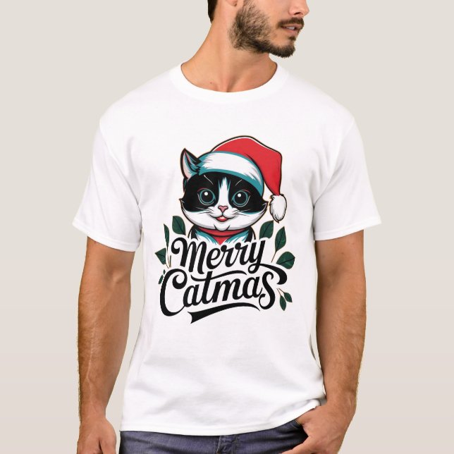 Camiseta ¡Feliz Navidad! Navidades Adorables Cat Holly Char (Anverso)