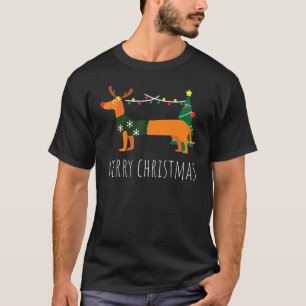 Camiseta Feliz Navidad Navidades de perro reno de Dachshund