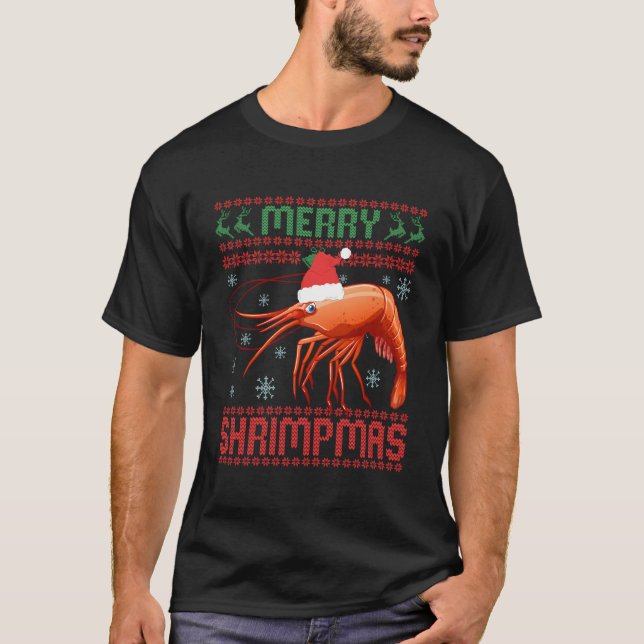 Camiseta Feliz navidad Navidades feos y graciosos camarones (Anverso)