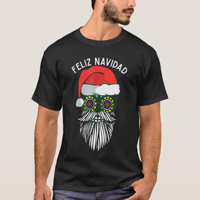 Camiseta Feliz Navidad Navidades hispanos Santa Sugar Skull (Anverso)