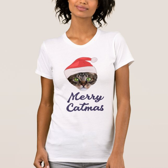 Camiseta Feliz Navidad, Navidades Invitación a Gato Santa h (Anverso)