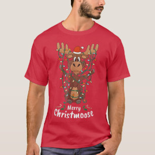 Camiseta Feliz Navidad Navidades Moose Xmas Tree Lights