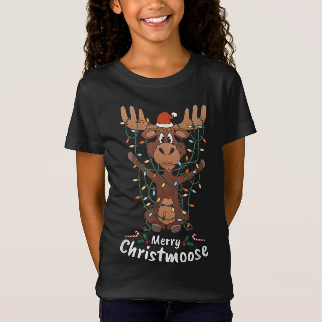 Camiseta Feliz Navidad Navidades Mooses de la luz del árbol (Anverso)