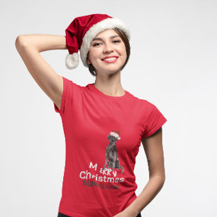 Camiseta Feliz Navidad Negro Labrador Perro Santa Hat T-Shi