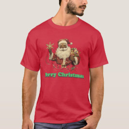 Camiseta Feliz Navidad Negro Santa Claus T-Shirt