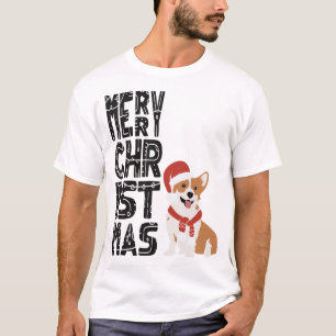 Camiseta Feliz Navidad - Nochebuena Corgi usando sombrero S