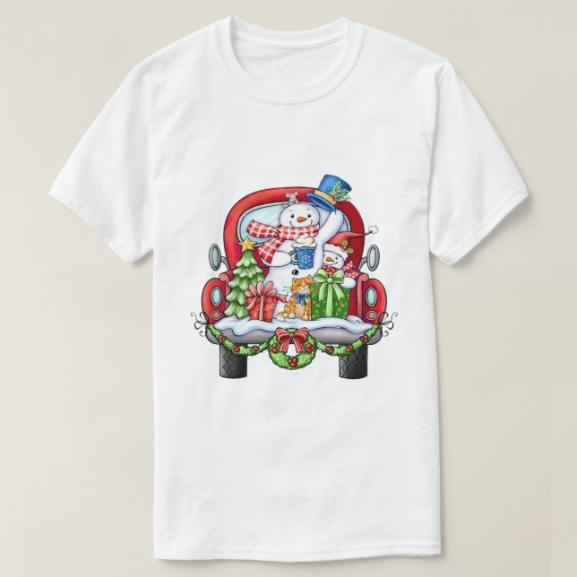 Camiseta Feliz Navidad Noel Santa Snowman T-Shirt (Diseño del anverso)