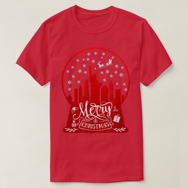 Camiseta Feliz Navidad, nueva yorra en el horizonte de la n (Diseño del anverso)
