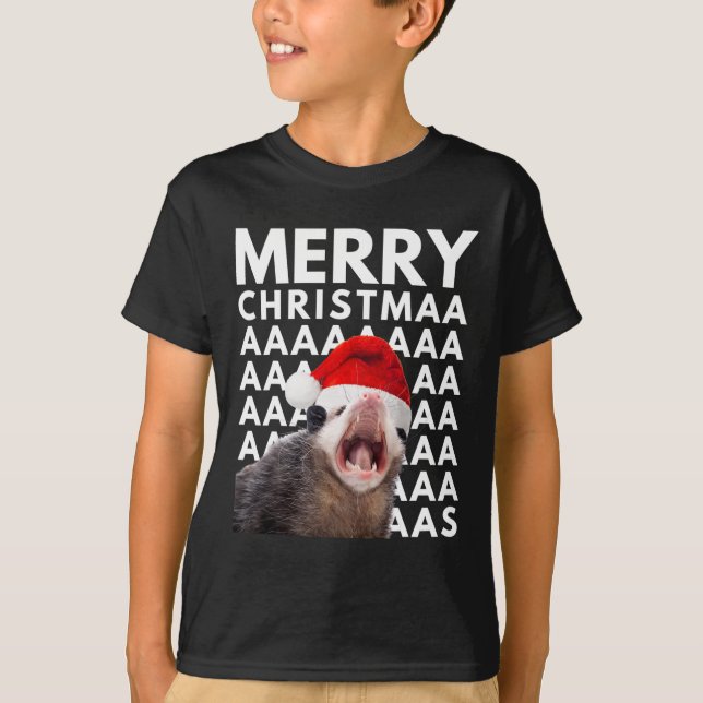 Camiseta Feliz Navidad, Opossum gritando Diversión Hombres  (Anverso)