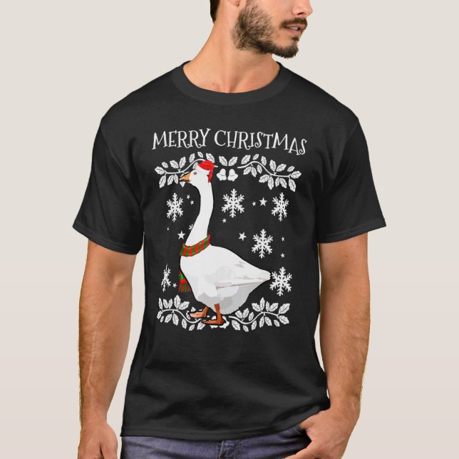 Camiseta Feliz Navidad Ornamento Goose Ugly Xmas (Anverso)