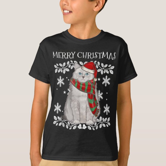 Camiseta Feliz Navidad Ornamento Ragdoll Cat Navidad Santa (Anverso)