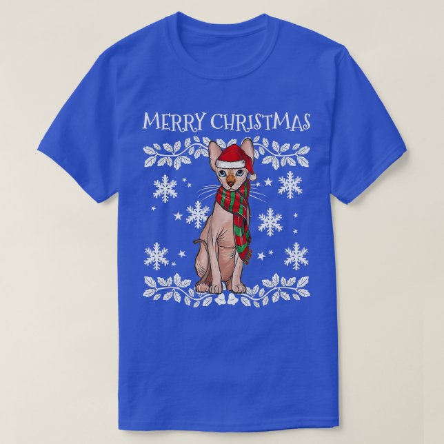 Camiseta Feliz Navidad Ornamento Sfinx Cat Navidad Santa-gi (Diseño del anverso)