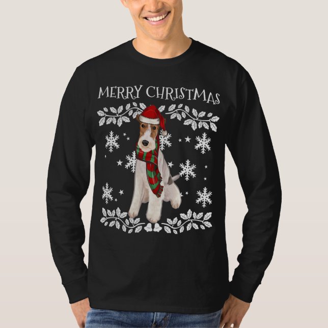 Camiseta Feliz Navidad Ornamento Wire Fox Terrier Navidad S (Anverso)