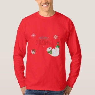 Camiseta Feliz Navidad oso polar con copos de nieve