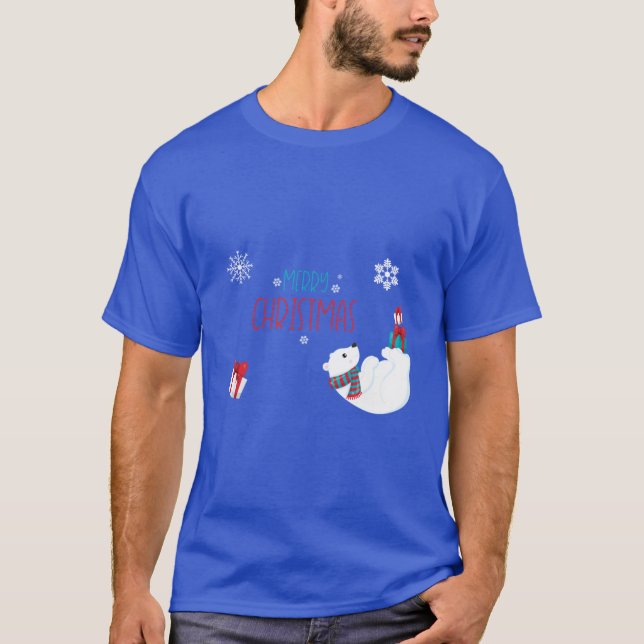 Camiseta Feliz Navidad oso polar con copos de nieve (Anverso)