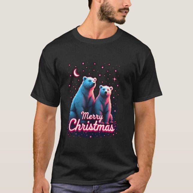 Camiseta Feliz Navidad oso polar Santa Hat Claus Animal (Anverso)