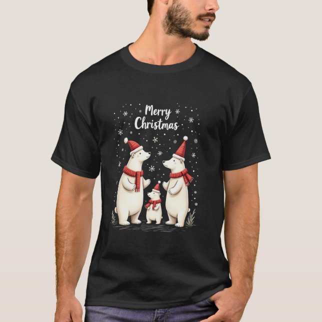 Camiseta Feliz Navidad oso polar Santa Hat Claus Animal (Anverso)