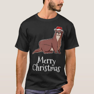 Camiseta Feliz Navidad Otter Santas Gorra Sea Otter
