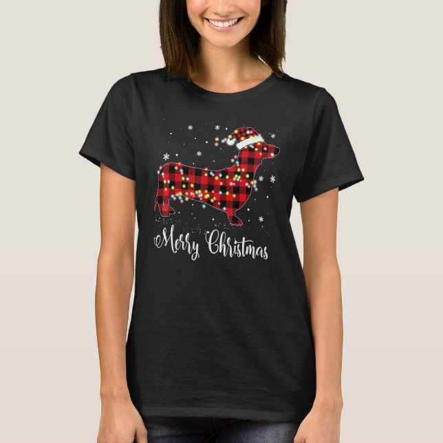 Camiseta Feliz Navidad Pajama Dachshund Perro Hombres Mujer (Anverso)