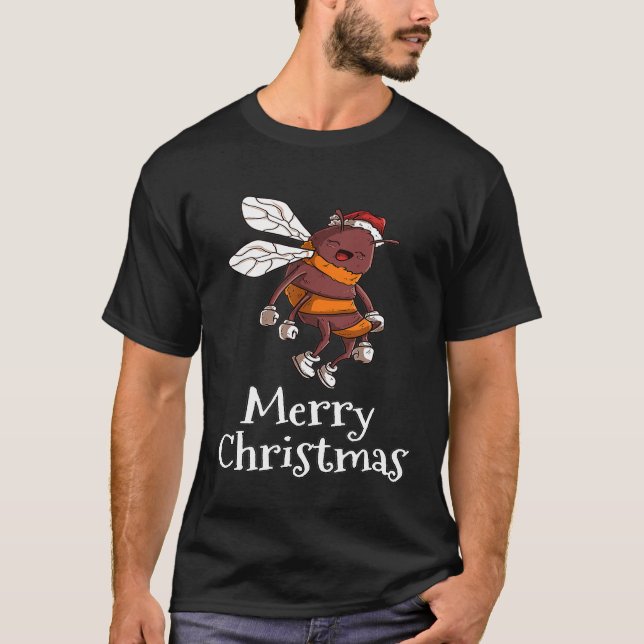 Camiseta Feliz Navidad Pajamas Bee Santas Gorra Beekeeper B (Anverso)