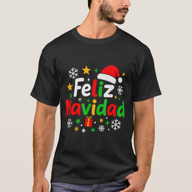 Camiseta Feliz Navidad Pajamas Shirt, Cute Spanish Mexican  (Anverso)