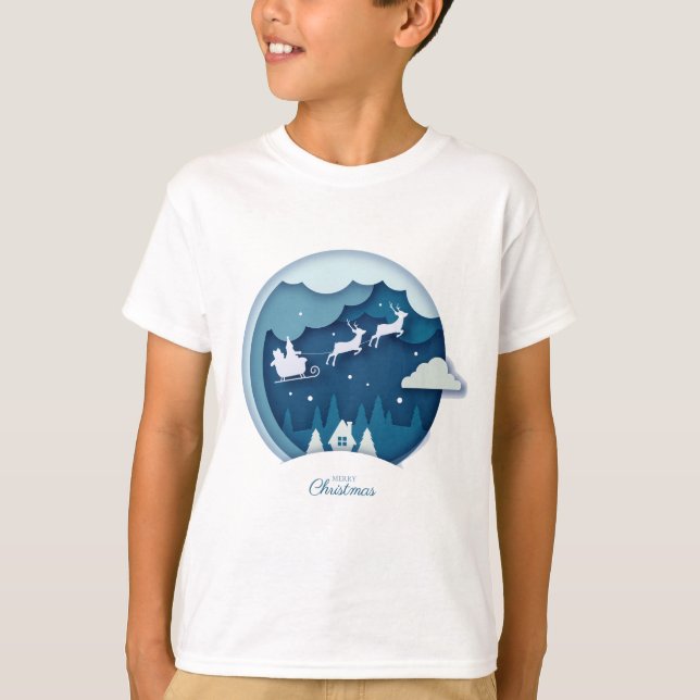 Camiseta Feliz Navidad - Papá Noel con la nieve cayendo cam (Anverso)