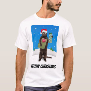 Camiseta Feliz Navidad Para Cualquier Gato Negro Con Regalo
