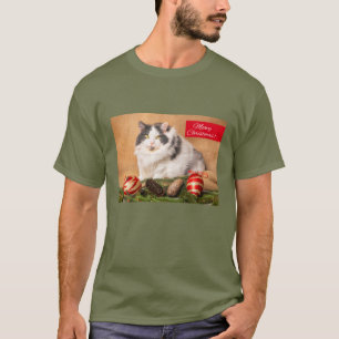 Camiseta Feliz Navidad Para Cualquiera Un Gato Cuerdo