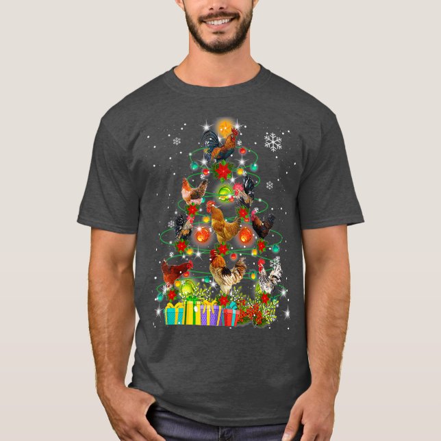 Camiseta Feliz Navidad para el árbol de pollo Ugly Santa Ha (Anverso)