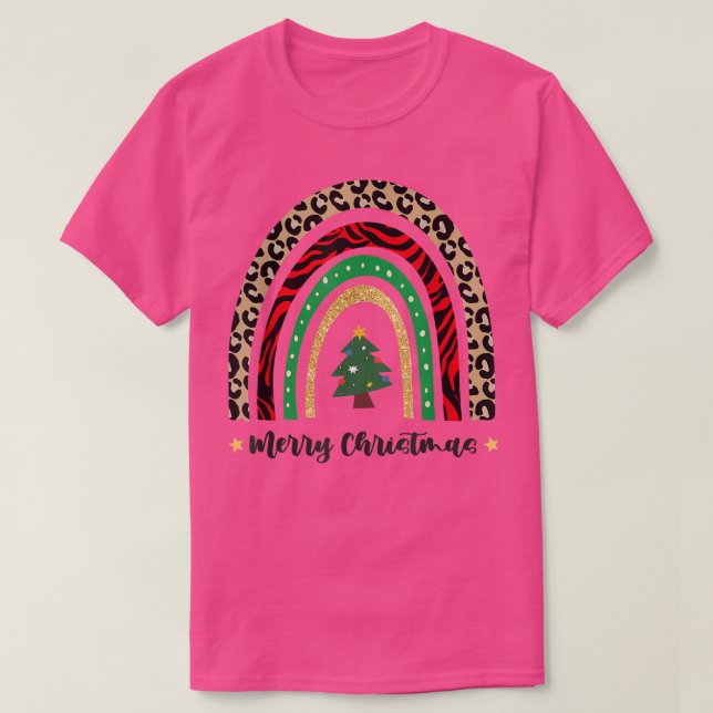 Camiseta Feliz Navidad para las mujeres Árbol leopardo de N (Diseño del anverso)