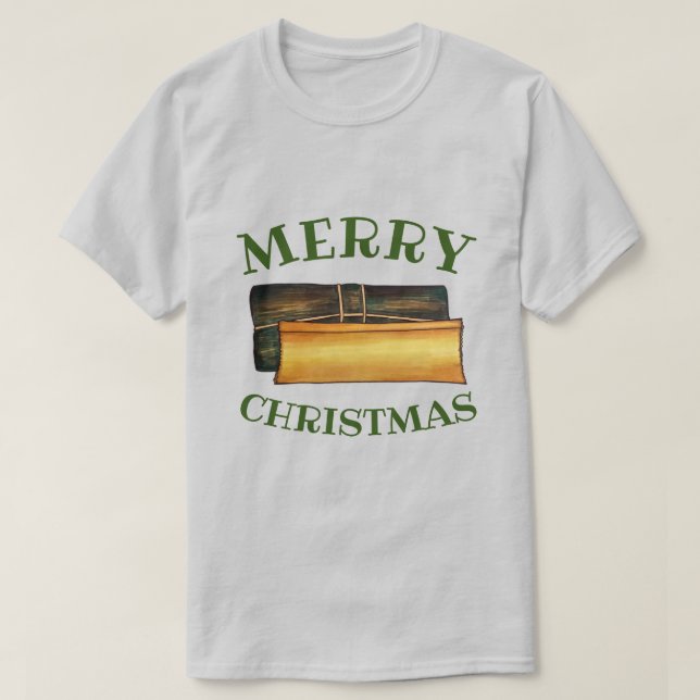 Camiseta Feliz Navidad Pasteles de Banana Puertorriqueños (Diseño del anverso)