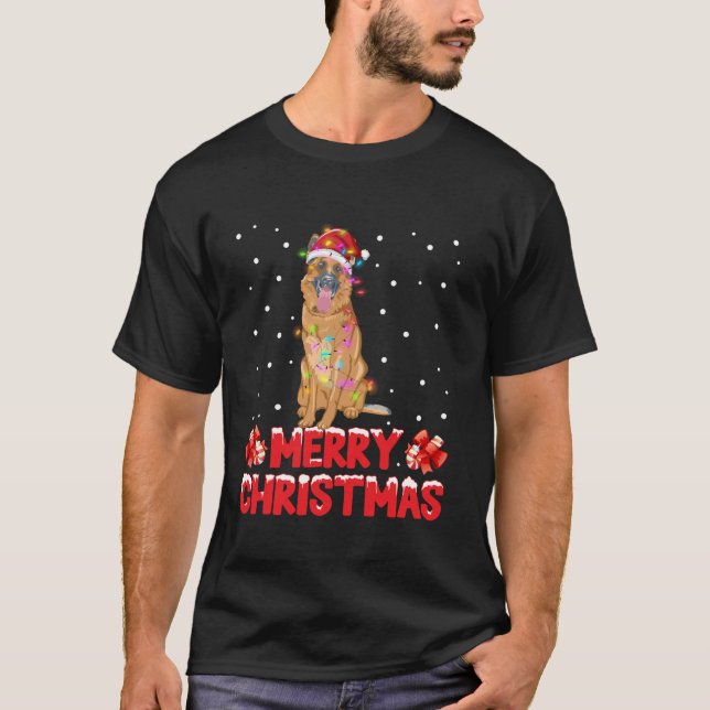 Camiseta Feliz Navidad Pastor Alemán Pastor Xmas Perro Sant (Anverso)