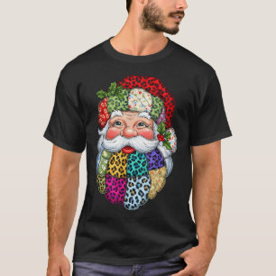 Camiseta Feliz Navidad Patchwork Santa Claus Face X-mas H