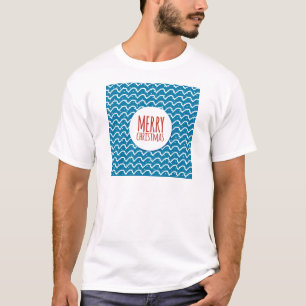 Camiseta Feliz Navidad Patrón Continuo Textura Azul