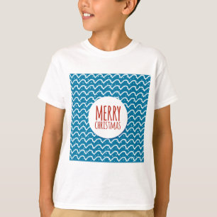Camiseta Feliz Navidad Patrón sin foco Textura azul