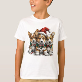 Camiseta Feliz Navidad Pembroke Corgi galés cachorros