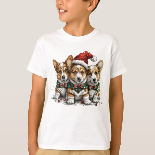 Camiseta Feliz Navidad Pembroke Corgi galés cachorros