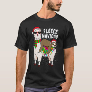 Camiseta Feliz Navidad Perezoso Montando Llama Navidad de f