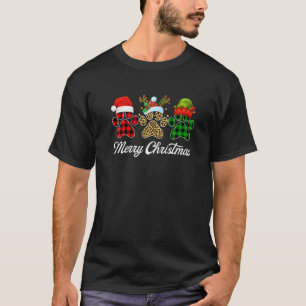 Camiseta Feliz Navidad Perro Paw Imprimir Navidad Buffalo P