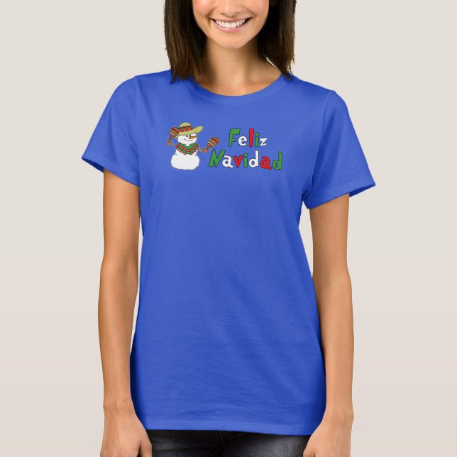 Camiseta Feliz Navidad Personalizado de Snowman español (Anverso)