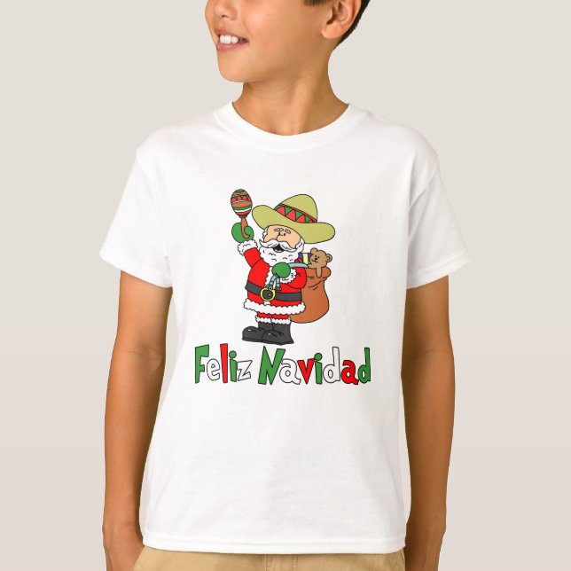 Camiseta Feliz Navidad Personalizado Santa Sombrero Maracas (Anverso)