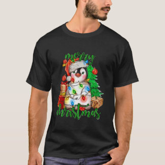 Camiseta Feliz Navidad Pingüino Árbol de Navidad Luz Navida