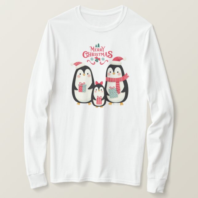 Camiseta Feliz Navidad Pingüinos (Anverso del diseño)