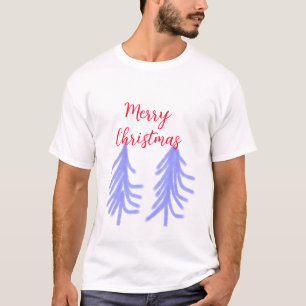 Camiseta Feliz Navidad pino pino púrpura rojo púrpura y agu
