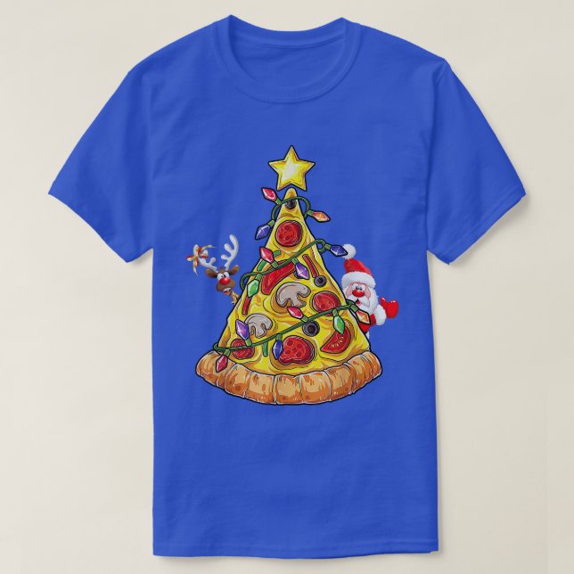 Camiseta Feliz Navidad Pizza Tree Santa Reindeer Xmas Lig (Diseño del anverso)