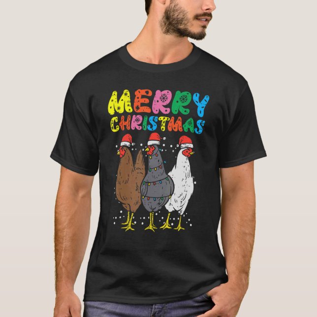 Camiseta Feliz Navidad Pollo Granjero Hens Granjero Navidad (Anverso)
