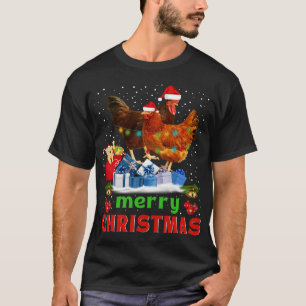 Camiseta Feliz Navidad Pollo Invierno Nochebuena Luces navi