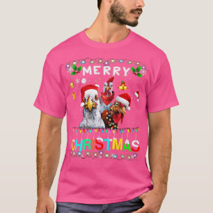 Camiseta Feliz Navidad Pollo Luces navideñas Nochebuena Div